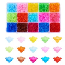 750Pcs Flower Frosted Transparent Acrylic Beads Craft Jewelry Making 10 12x5 7mm