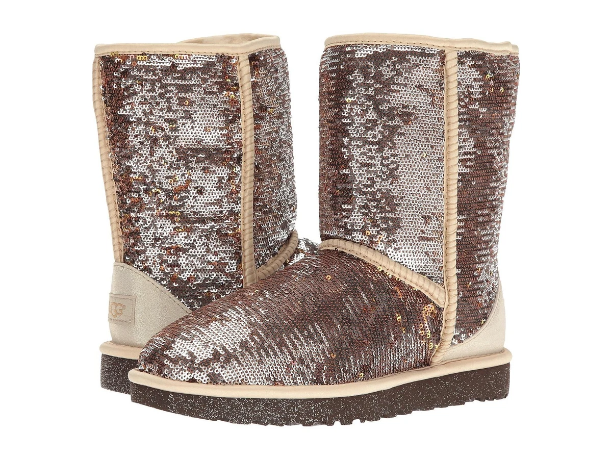 UGG AUSTRALIA WOMENS CLASSIC SHORT BOOTS SPARKLES SEQUIN BLING