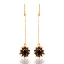 Natural Diamond Blue Sapphire 18K Gold Plated 925 Sterling Silver Earrings