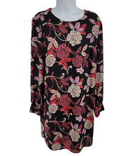 Banana Republic Dress Size 12 Women Burgundy Shift Floral NEW Long Sleeve
