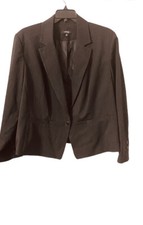 RAFAELLA Women s Black Vertical Stripes Notched Collar Button Lined Blazer