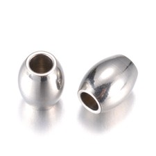 100pcs 304 Stainless Steel Barrel Spacer Beads Smooth Metal Loose Beads 5x4mm