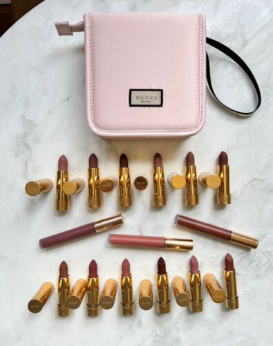 Set Of 15 Gucci Beauty Matte & Satin Lipstick & Liquid Matte Lipstick $705 + Bag - Picture 1 of 22