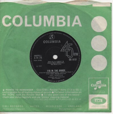 Joel Warfield 110 im Schatten * The Little Red Hat 1967 UK COLUMBIA 7'' 45