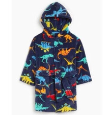 Gorgeous Boys Hooded Dinosaur Robe - Fleece Soft Fluffy - Dressing Gown Dino NEW