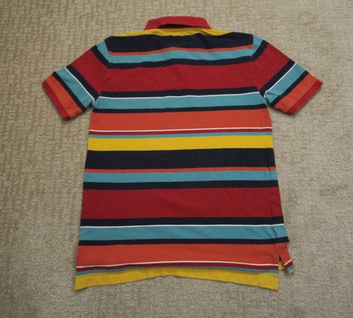 Ralph Lauren Polo Shirt Boys Extra Large Red Blue Striped Kids Short Sleeve Pony - Picture 3 of 7