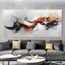 Blue and Red abstract modern hand painted art oil painting on canvas