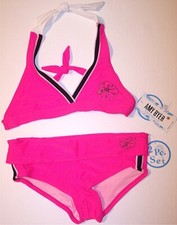 NWT Amy Byer Girl's 2 Pc. Hot Pink Hibiscus Bikini Swimsuit, Size 10, 30