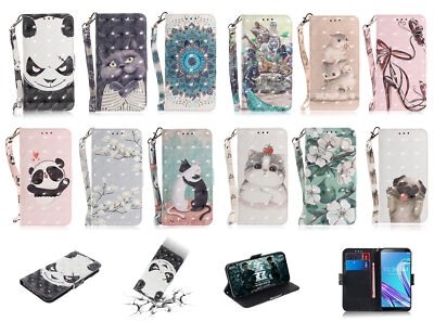 Für Samsung S23 Ultra S21 S20 FE Leder Geldbörse Stand 3D Gestrichen HandyHülle