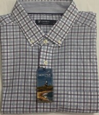 New Cremieux Men's Casual Short Sleeve Shirt White Plaid Size L 17.50