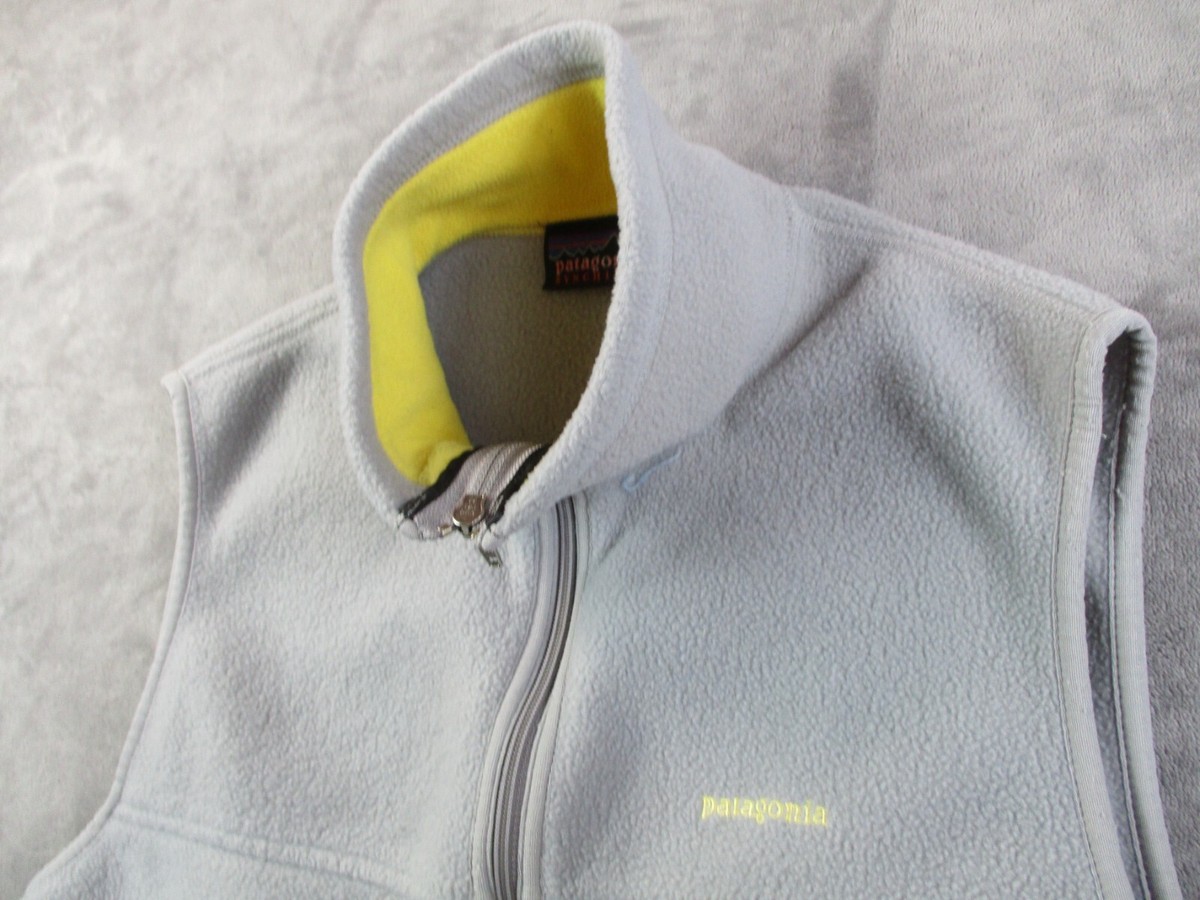 Patagonia Synchilla Sweater Vest Women's Small Grey w Yellow Trim