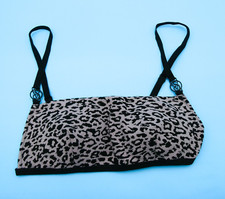 Victorias Secret XS Gray Leopard Print Padded Bikini Top Beach VS Swimwear New