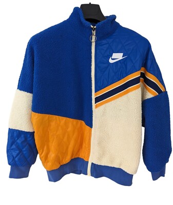 Nike Unisex Retro Look Blue, White, Yellow Oversized Jacket Size S