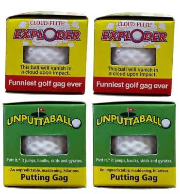 Lot 4 Exploding Unputtaball Trick Golf Balls Practical Joke Wobble Gag Prank Fun
