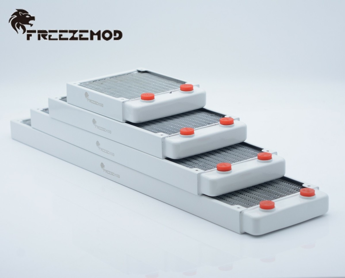 FreezeMod White Copper Radiator For PC Water Cooling - 120mm To 480mm Sizes, G1/4 Ports 2 thumbnail image