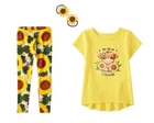 NWT Gymboree Girls 5T 6 7 8 Sunflower Leggings TCP Tee Ponytail Ties NWT