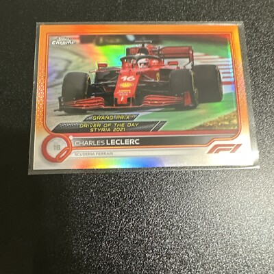 2022 Topps Chrome Formula 1 Orange and Red Refractor Charles Leclerc #180