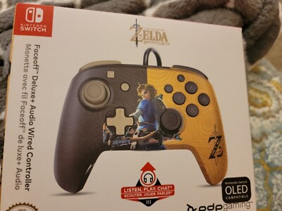 ZELDA BREATH OF THE WILD PDP  Faceoff Deluxe+ Audio Wired Switch Pro Controller