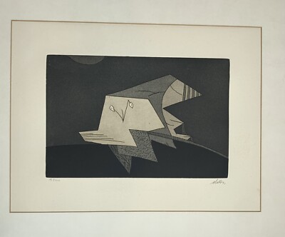 60s Gianni Dova Lithograph Spacialism ( 1947 ) Print Signed Numbered Surrealism