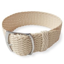 20mm Beige Perlon Cross Weave Braided Nylon Watch Strap Band Single Pass Design