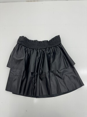 Shein Curve Black Faux Leather Pleated Skirt Womens Size 2XL