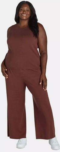 Ribbed Brown Sweater Tank and Wide Leg Pant SET 3X (22) Ribbed Soft Comfort (T11