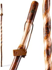 Brazos Rustic Wood Walking Stick, Twisted Hickory, Traditional Style Handle