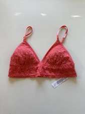 Hanky Panky Womens Sz S Signature Lace Padded Triangle Bralette Bra Coral 487004