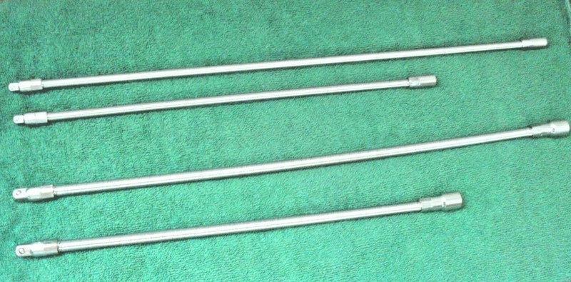 Flexible Flexi 15, 20  Inch Long Socket Extension Bar 1/4", 3/8" Drive 4 Pieces