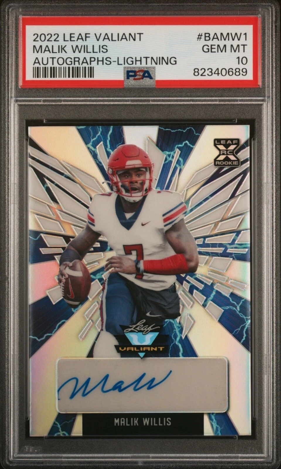 Malik Willis Leaf Valiant Autographs #BAMW1 Lightning