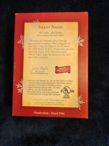 Hallmark Keepsake Christmas Tree Ornament Silent Night Lights And Music 2004 - Picture 2 of 6