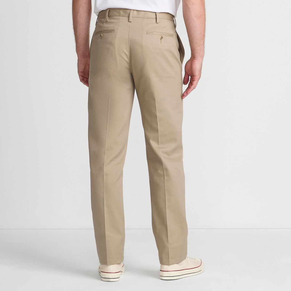 NEW LANDS END MENS FLAT FRONT TAILORED FIT CHINO PANTS KHAKI 37X31