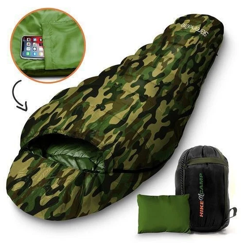 SereneLife Lightweight Waterproof Mummy Sleeping Bag - 5-10° 86.6in x 33.5in