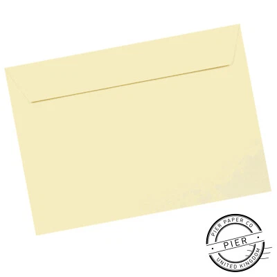 PIER PAPER C5 Envelopes Clotted Cream PEEL & SEAL 100gsm 162 x 229mm Wedding Style Luxury