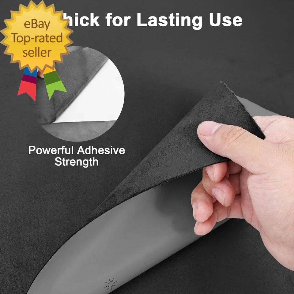 Envoltura de tela de gamuza negra premium de 17X70 pulgadas envoltura de gamuza para interior de automóvil auto-anunciable Foto 3 de 4