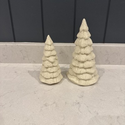 DEPT 56 Snowbabies Paar Set 2 Bäume Glitzer Creme 