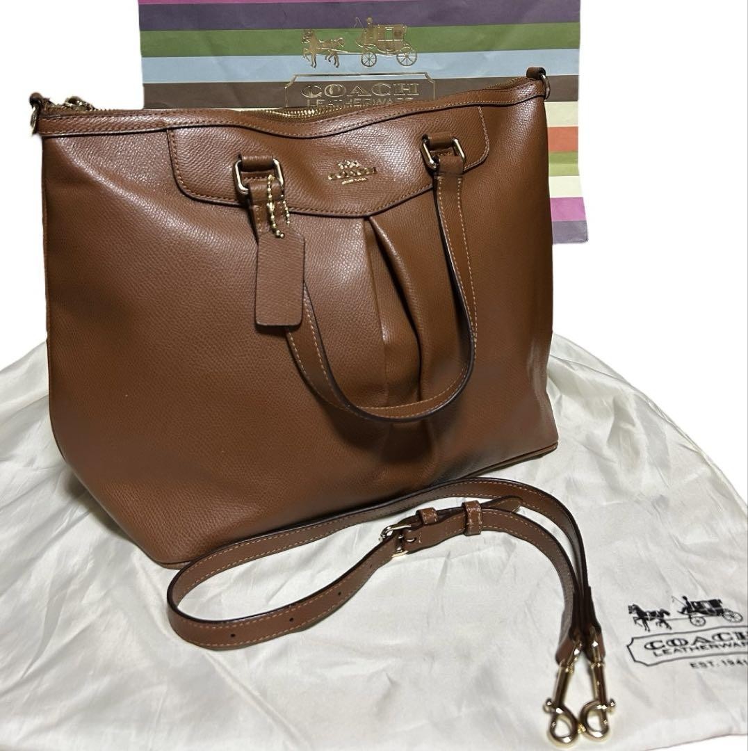 Coach Brown Leather Shoulder Bag for Women with Adjustable Straps