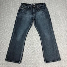 Flypaper Jeans Mens 34x30 Blue Bootcut Dark Wash Denim Everyday Casual Pants