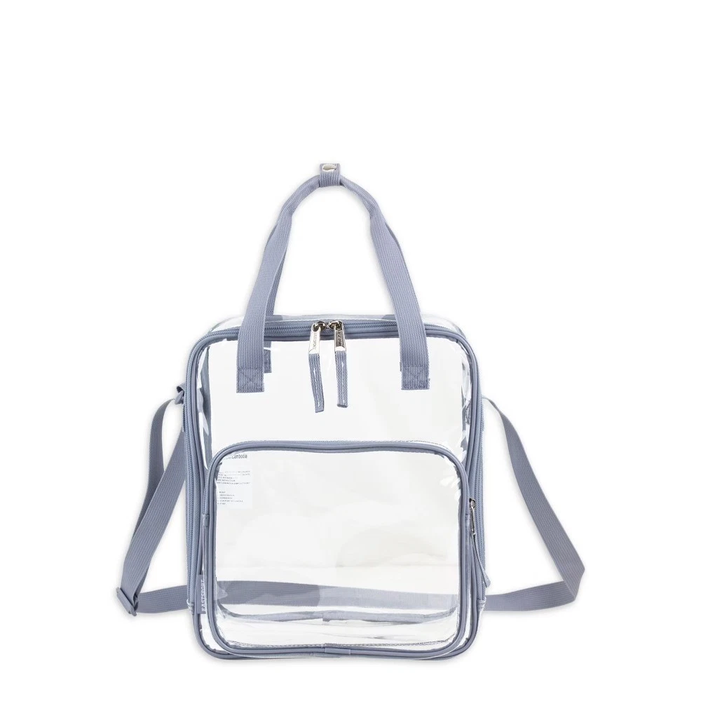 Unisex Clear Double Handle Stadium Approved Tote, Grey Trim