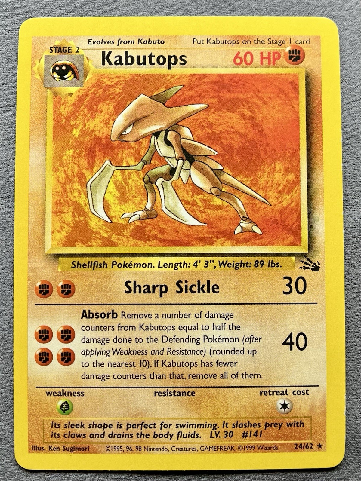 Pokémon TCG Kabutops 24/62 Fossil Unlimited Rare Card NM