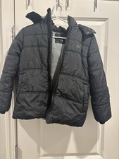 Calvin Klein Boys Puffer Jacket Black Hooded Winter Coat Size S 8 Warm