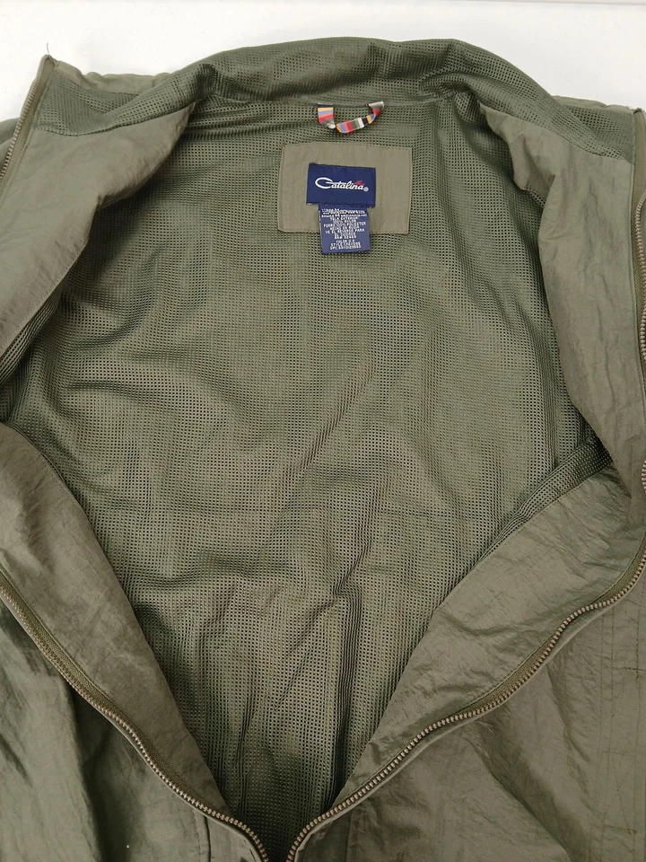 Chaqueta cortavientos estilo militar verde oliva talla mediana barra de cinta Foto 4 de 4