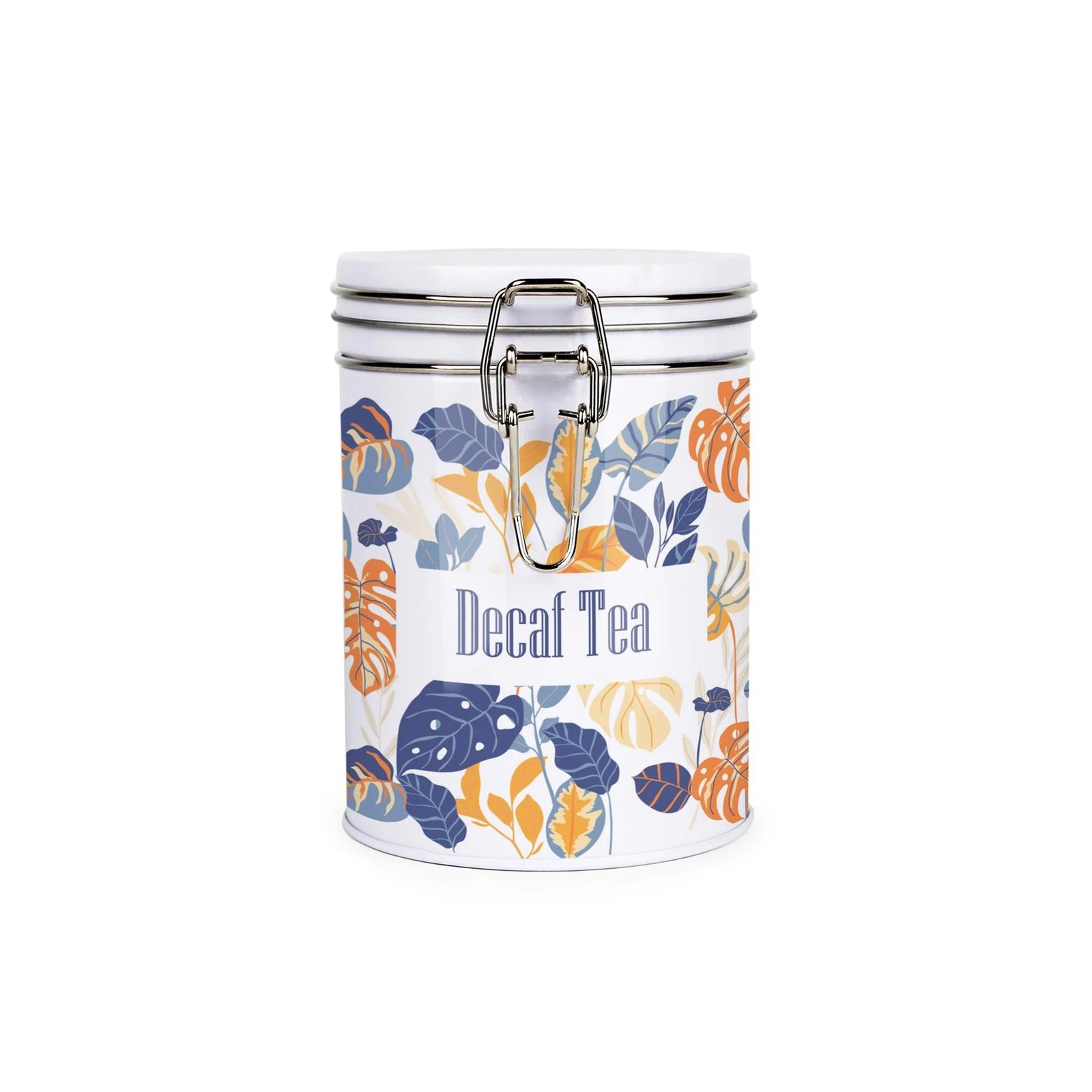 Purely Home Orange Leaves Hot Drinks Canister - Decaf Tea Storage Gift Tin