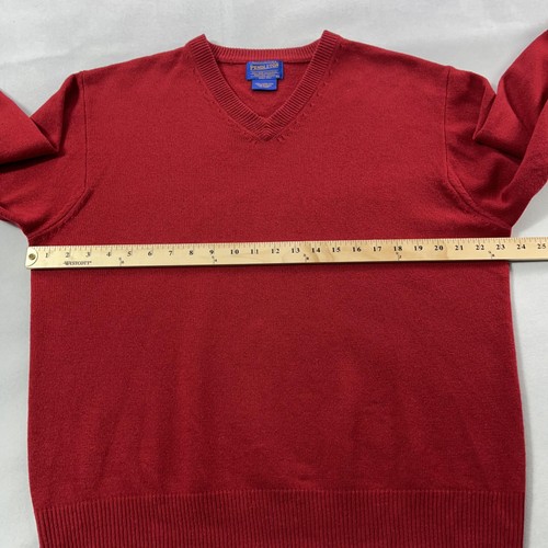 VTG Pendleton Sweater Mens Large Red 100% Lambswool V Neck Pullover Knit Classic - Picture 8 of 13