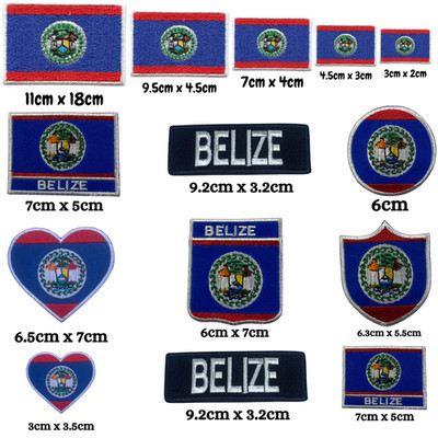 Belize National Country Flagge Bügelbild Patch bestickt Aufnähen Applikation Abzeichen