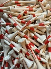 Pride Golf Tees (2 1/8", White/Red, 116) 100% Solid Hardwood NEW