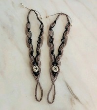 Handmade Macram&eacute; Barefoot Sandals &ndash; Carved Disc, Tribal Design with Garnet
