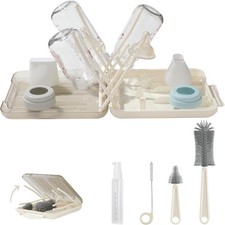 6-in-1 Baby Bottle Cleaning Set: Silicone Brush Drying Rack