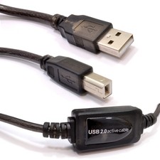 Image of USB 2.0 Active Lead A Male to B Type Printer Plug Boosted Cable