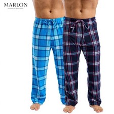 New Men's Twin Pack Cromer Check Cosy Microfleece Lounge Pyjama Pants by Marlon